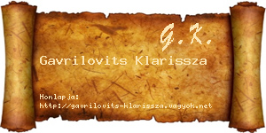 Gavrilovits Klarissza névjegykártya